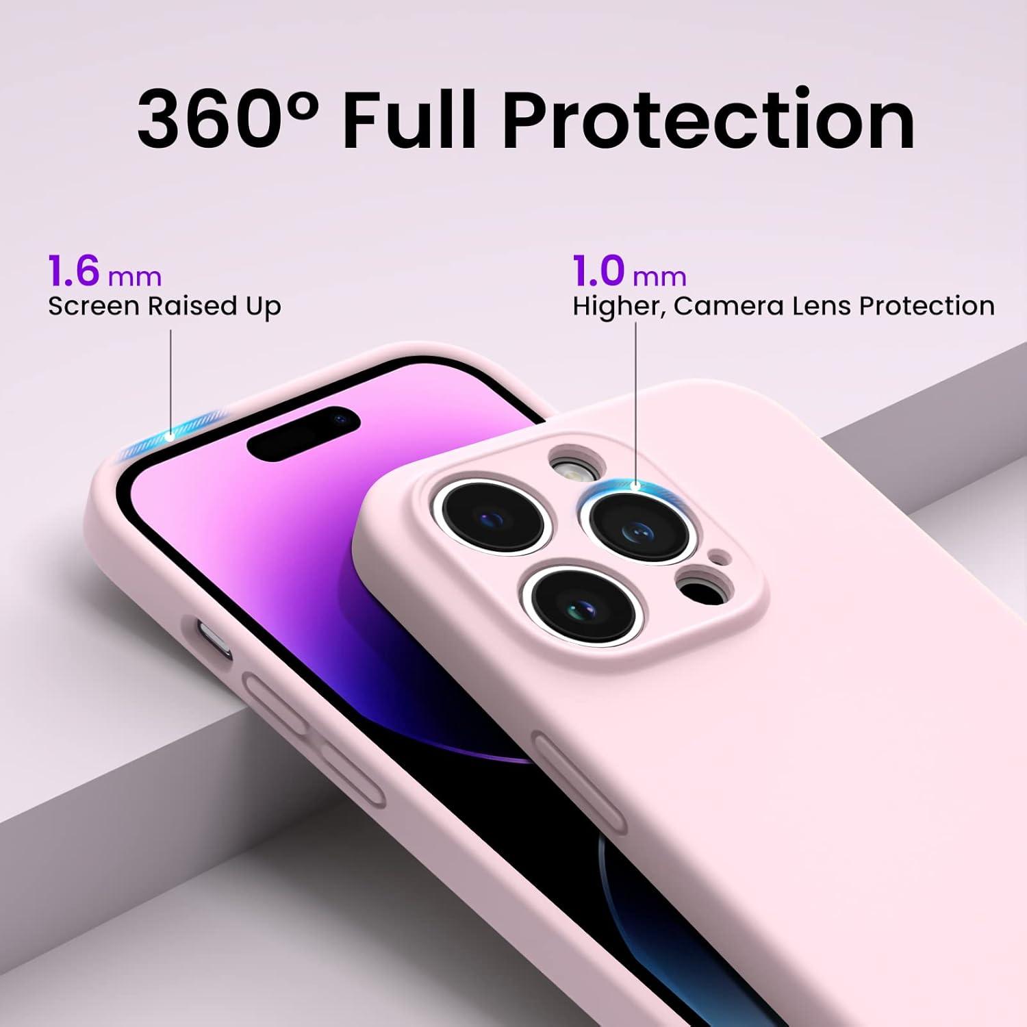 iPhone 14 Pro Max Hülle 6,7 Zoll Rosa + 2x Schutzfolien - Stoßfestes Silikon