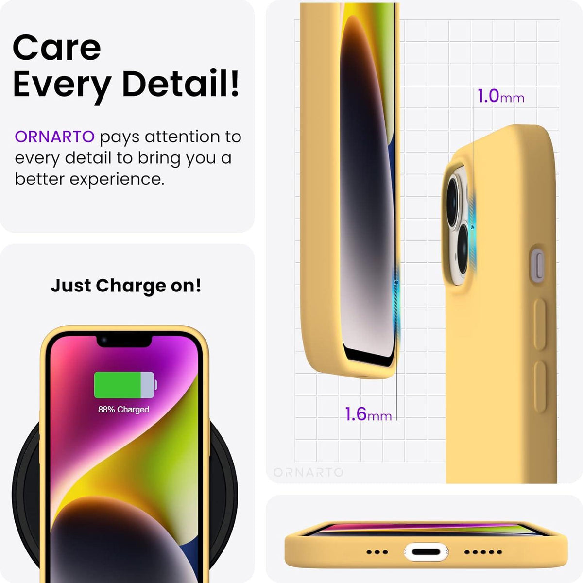 ORNARTO iPhone 14 Hülle 6,1 Zoll 2022 - Silikon Case Voller Schutz - Flüssig