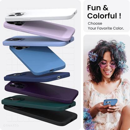 ORNARTO iPhone 14 Pro Max Hülle 6,7 Zoll 2022 Silikon Case Voller Schutz Blau