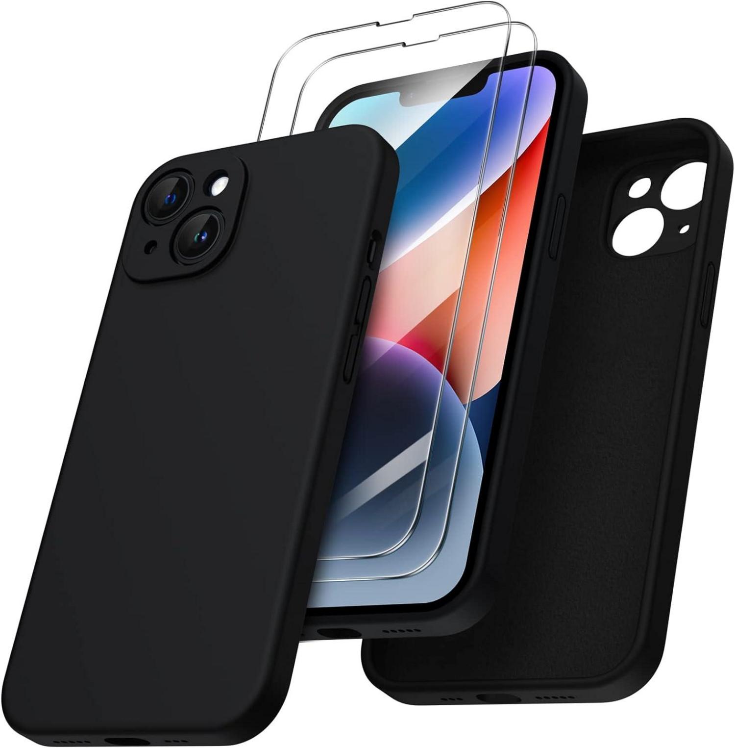 iPhone 14 Hülle 6,1 Zoll 2022 mit 2 x Screen Schutzfolie - Schwarz