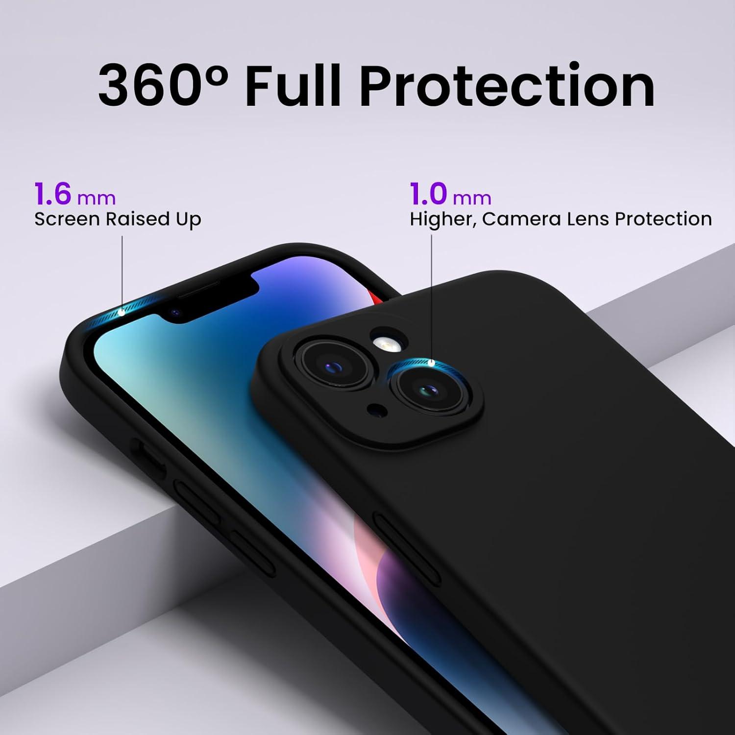 iPhone 14 Hülle 6,1 Zoll - Flüssiges Silikon Gel Case Stoßfest Schwarz