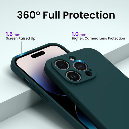 iPhone 14 Pro Hülle 6,1 Zoll 2022 mit 2 Schutzfolien Silikon Gel Olivgrün
