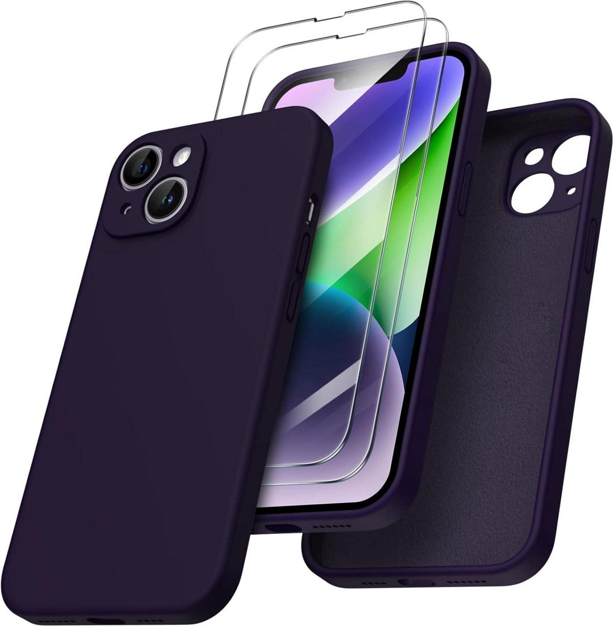 iPhone 14 Plus Hülle 6,7 Zoll 2022 Silikon Gel Dunkelviolett