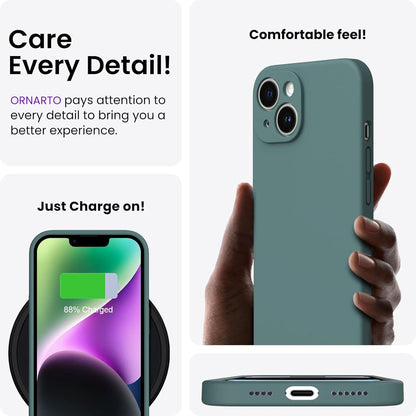 ORNARTO iPhone 14 Plus Hülle 6,7 Zoll 2022 Piniengrün +2 Screen Schutzfolien