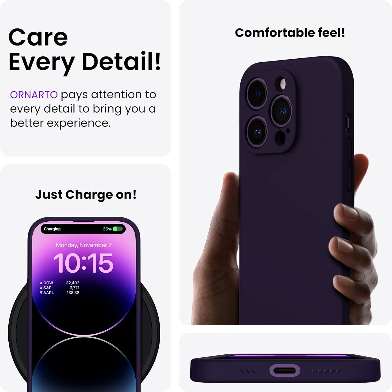 ORNARTO iPhone 14 Pro Max Hülle 6,7 Zoll 2022 Dunkelviolett +2 x Screen Schutzfolien