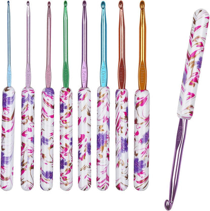 Bunte Häkelnadeln Set 2,5-6,5 mm mit Blumenmuster