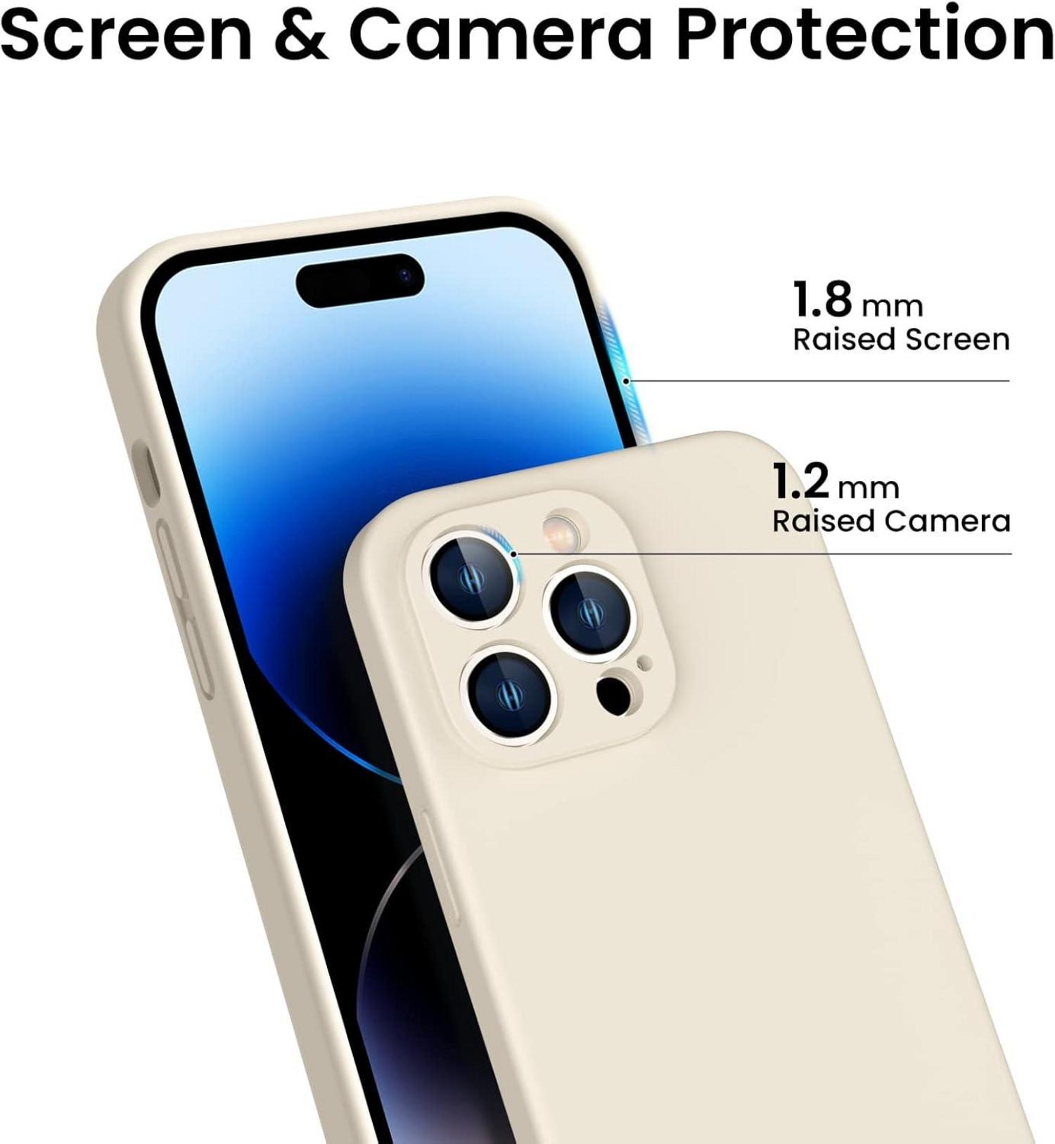 ACRONIX iPhone 14 Pro Max Hülle mit Panzerglas Schutzfolie - Liquid Silicone Case, 360° stoßfeste Handyhülle, Sternenlicht