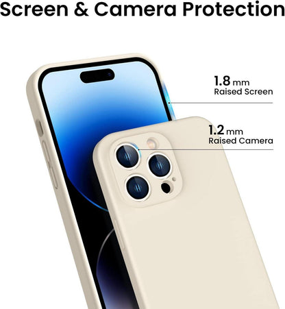ACRONIX iPhone 14 Pro Max Hülle mit Panzerglas Schutzfolie - Liquid Silicone Case, 360° stoßfeste Handyhülle, Sternenlicht
