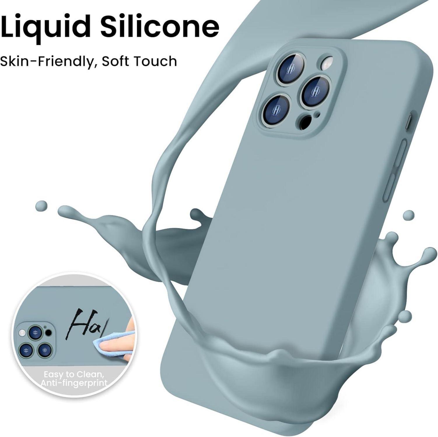 Silikonhülle iPhone 14 Pro Max Panzerglas Schutzfolie Stoßfest Minze