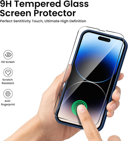 iPhone 14 Pro Max Hülle + Panzerglas in Tiefem Marineblau