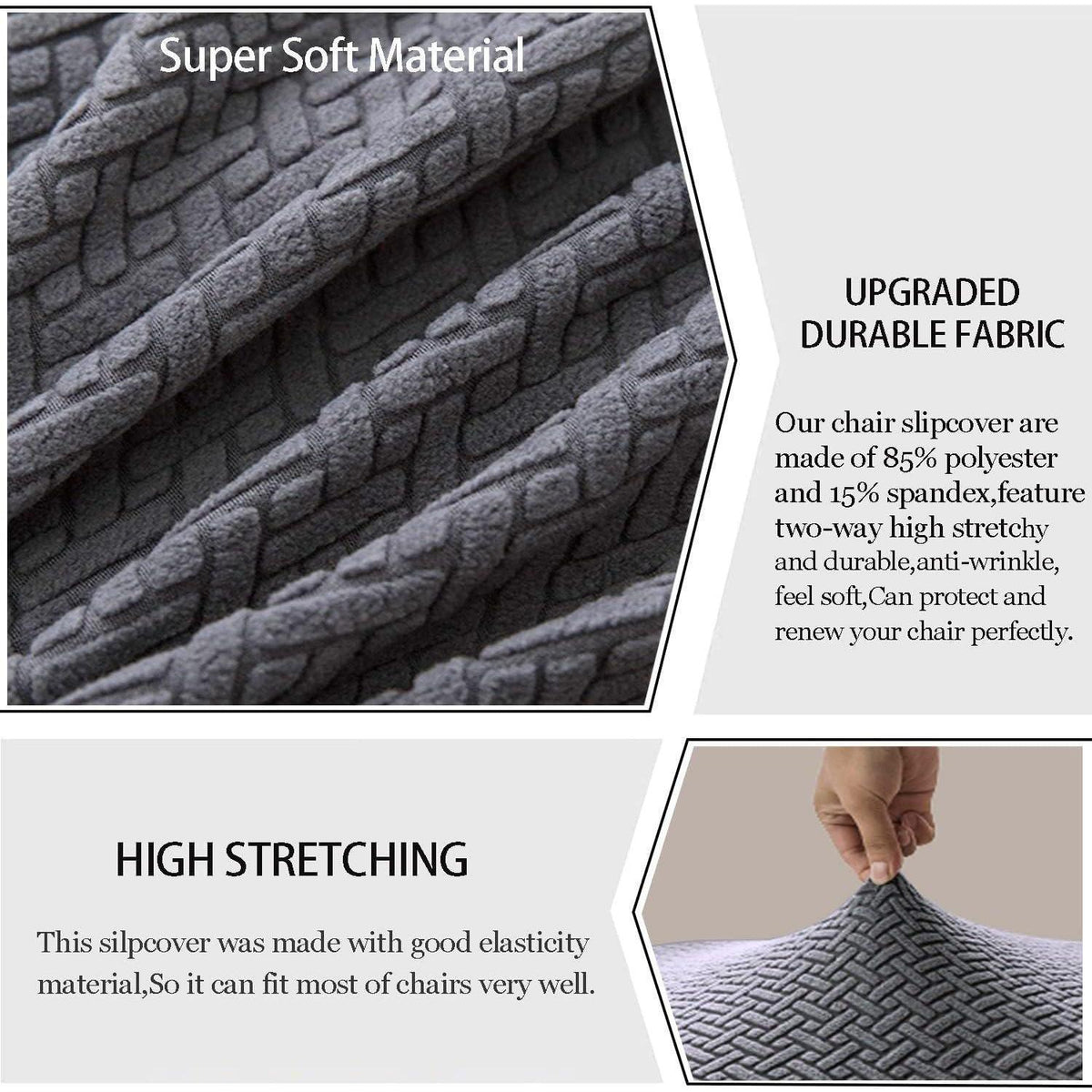Stretch Stuhlhussen Set Dunkelgrau - Universal Passform