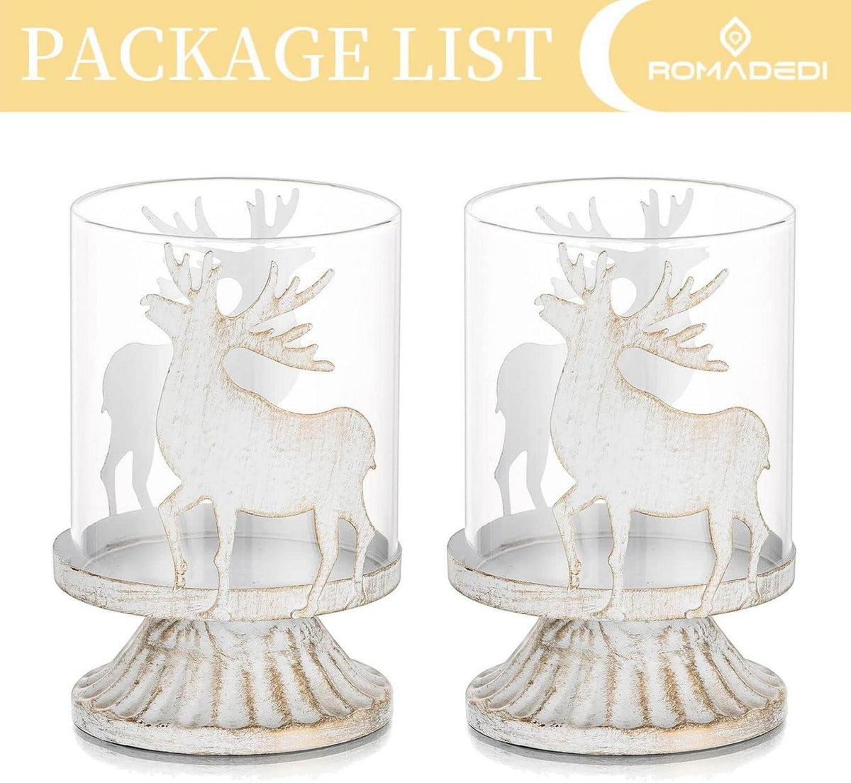 Weihnachten Kerzenhalter Hirsch Rentier Vintage Deko 2er Set White