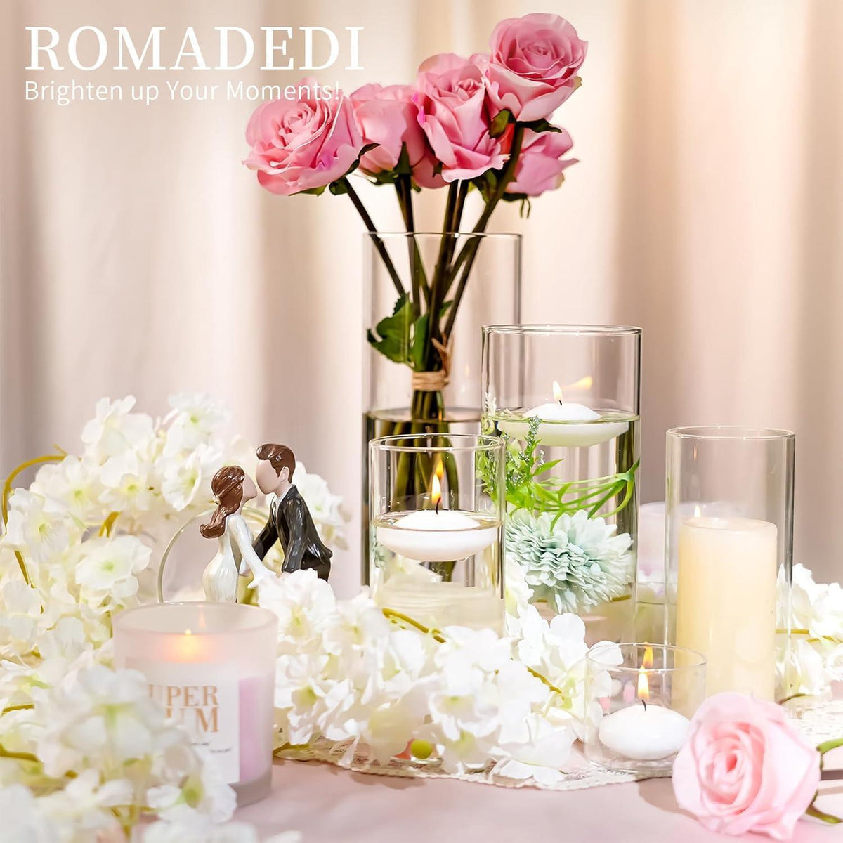 Windlichter Glas 30er Set, 3 Größen, für Kerzen & Blumen