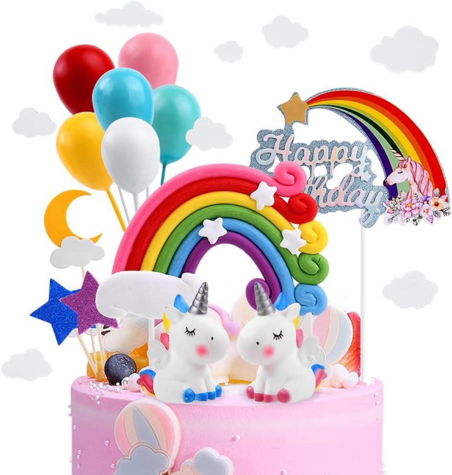 Einhorn Geburtstagstorte Deko Set Wolke Ballon Regenbogen