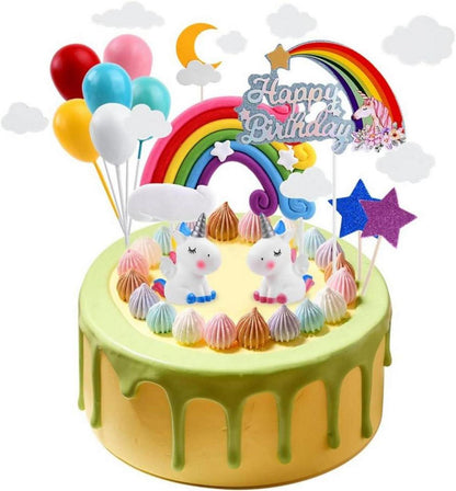 Einhorntortendeko Geburtstag Kuchendeko Regenbogen Wolke Ballon Kinder