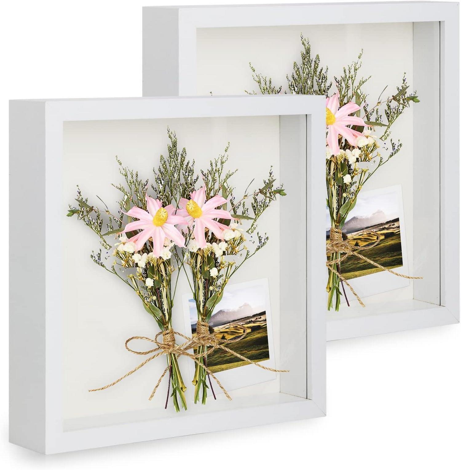 2er 3D Bilderrahmen transparentes Echtglas 20 x 20 cm
