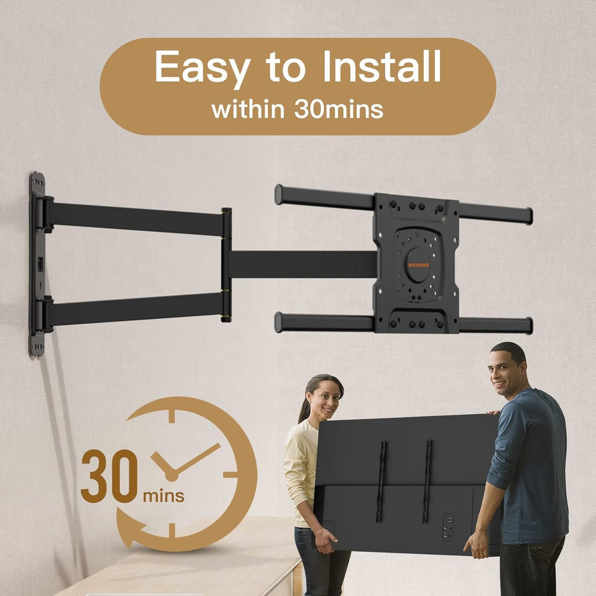 Schwenkbare TV Wandhalterung für 32-70 Zoll Flach&Curved Fernseher