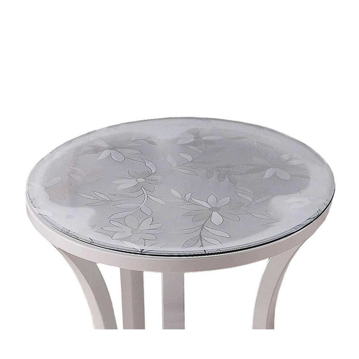 Runde PVC Tischdecke Chrysantheme 100cm - 2mm Schutzfolie