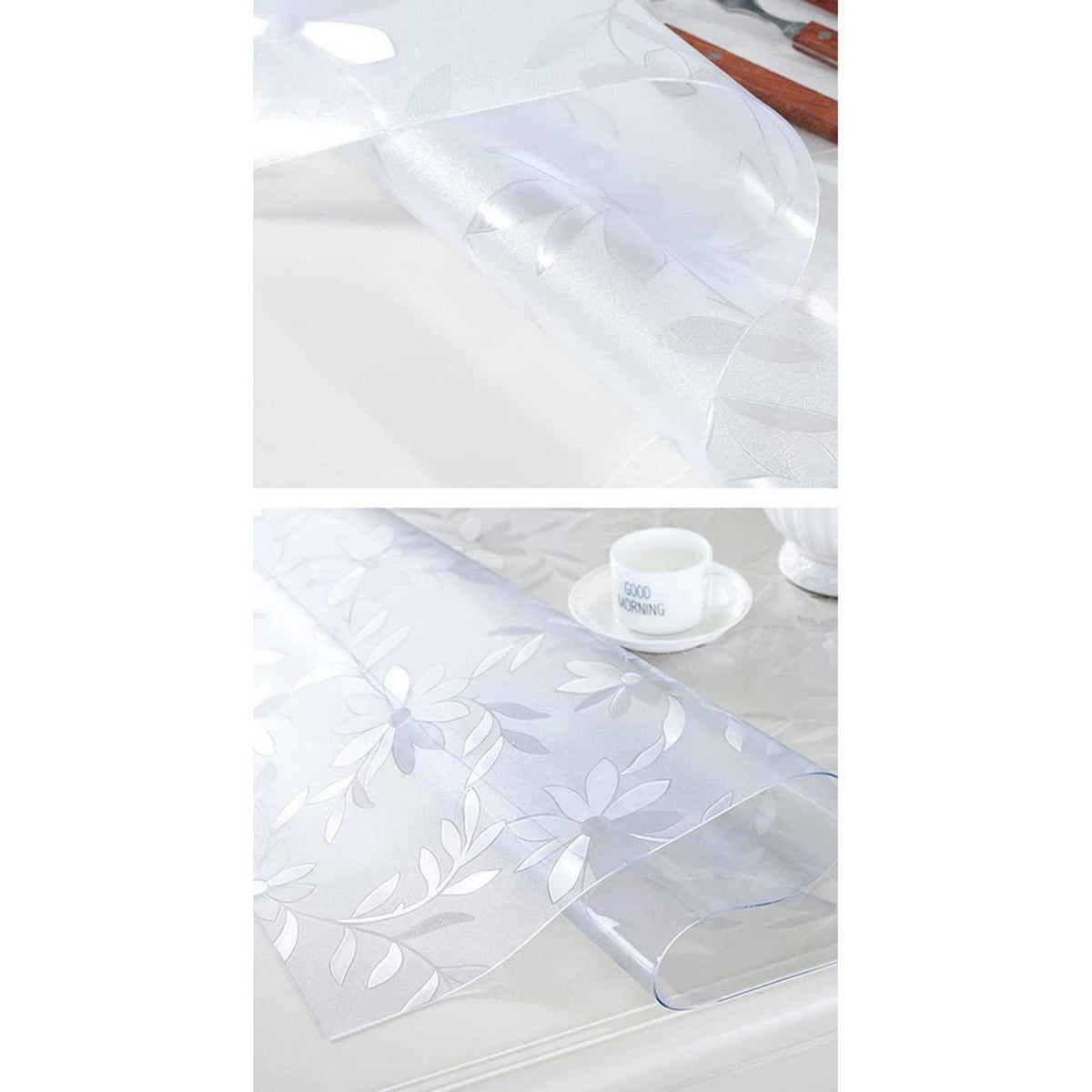 Runde PVC Tischdecke Chrysantheme 100cm - 2mm Schutzfolie