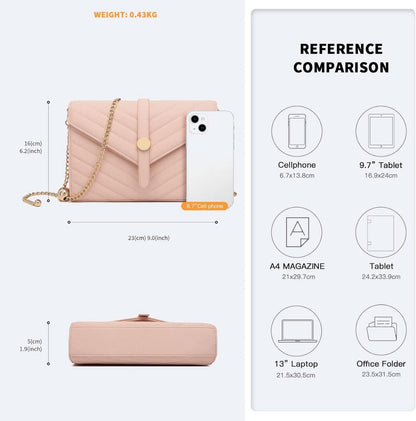 Miss Lulu Damen Clutch Envelope Abendtasche Kettentasche Handtasche Elegante Hochzeit