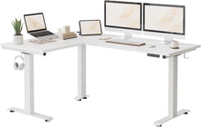 Elektrischer L-förmiger Schreibtisch Höhenverstellbar Weiß 160x120cm