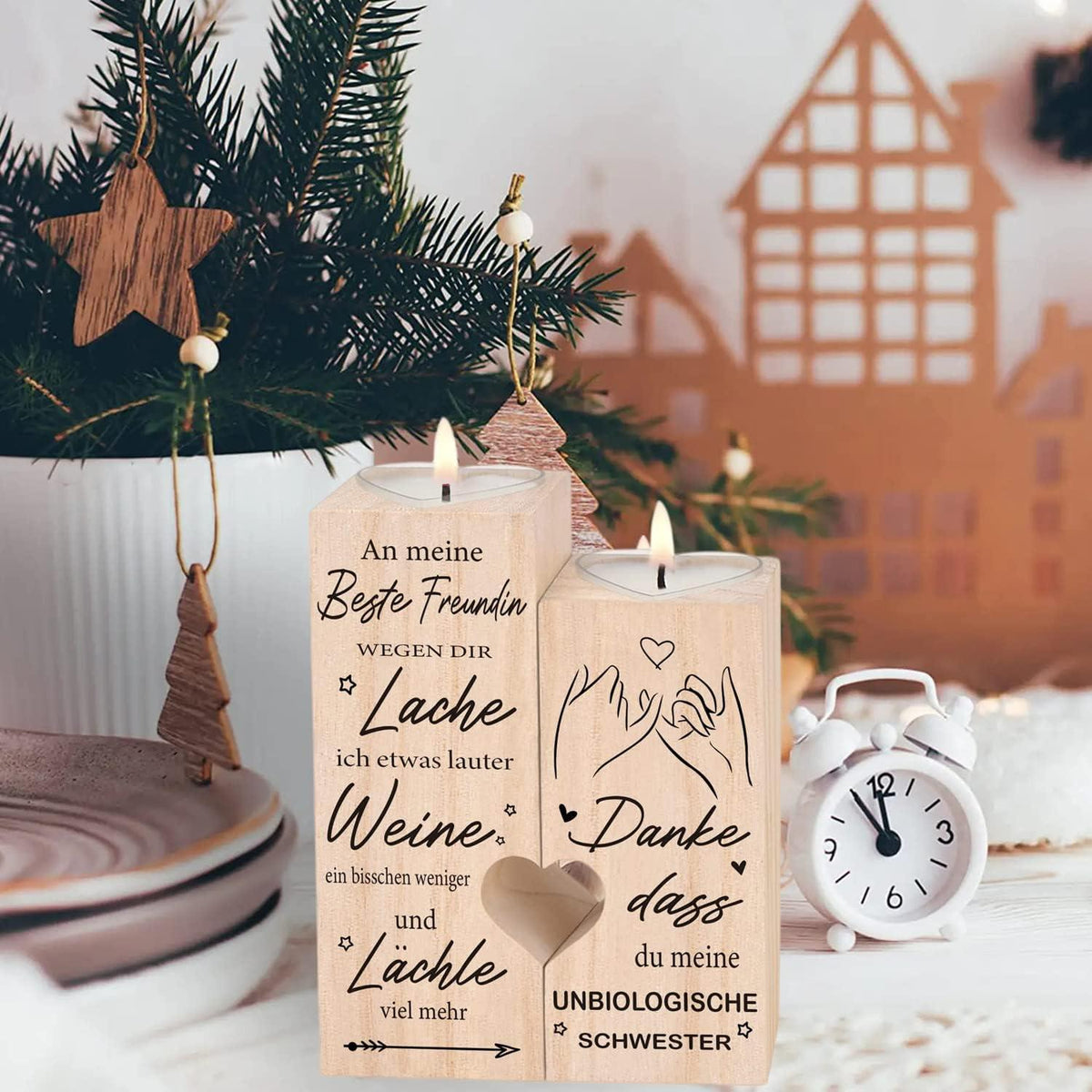 Beste Freundin Geschenk Kerzenhalter Holz Herzform Geburtstag