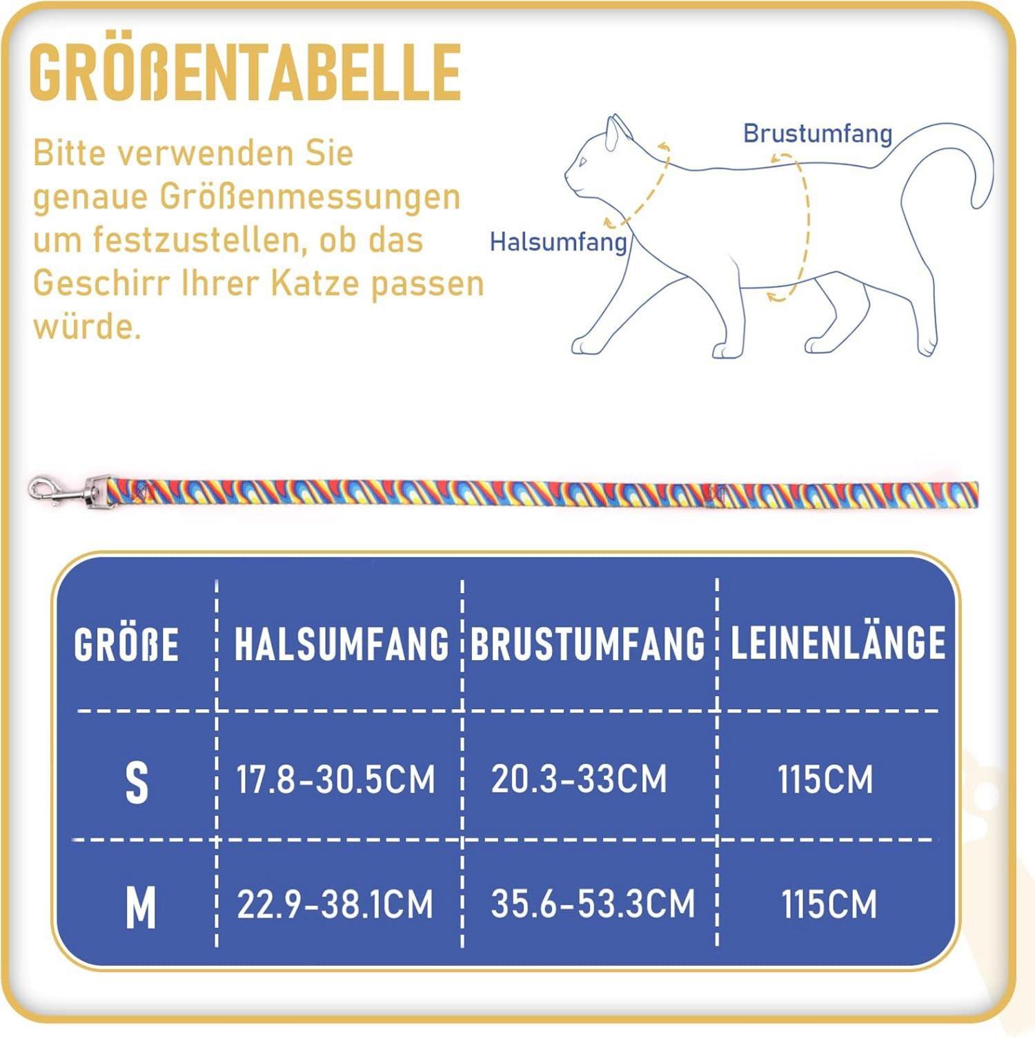 Ausbruchsicheres Katzengeschirr und Leine Orange M mit