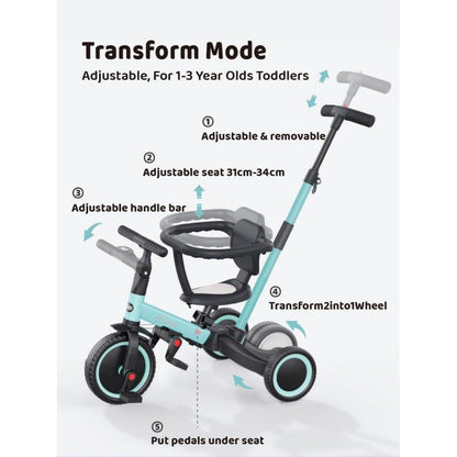 newyoo 5-in-1 Laufrad & Dreirad für Kinder ab 1 Jahr, Blau