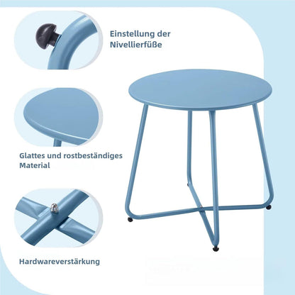 Fokebel Beistelltisch Metall Rund Blau Ø 45x45H cm Verstellbare Tischbeine
