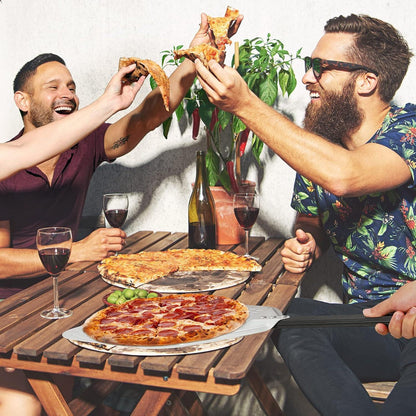 Wylnsie perforierter Edelstahl-Pizzaschieber mit isoliertem Griff 42 cm, Aluminium Pizza Wendeschaufel