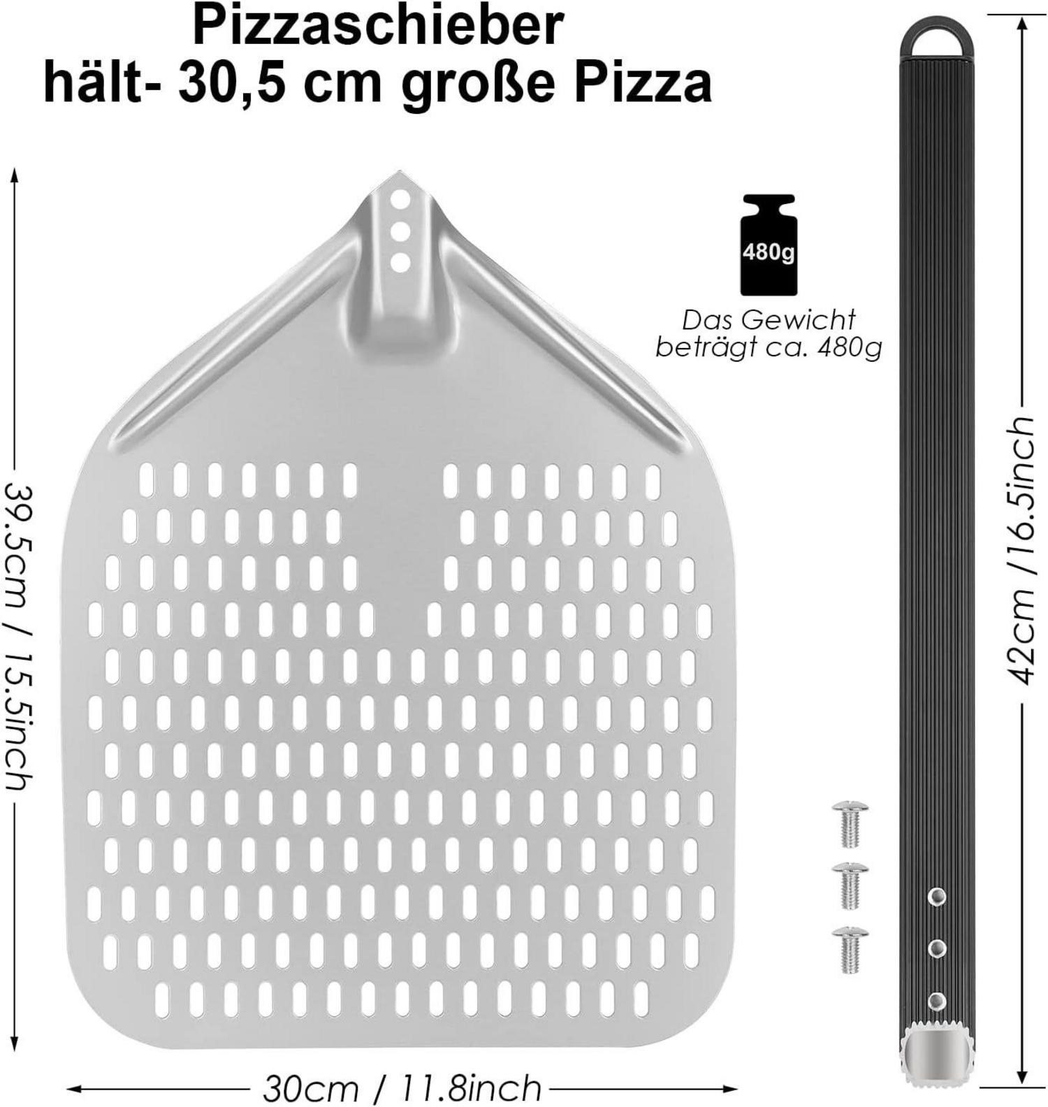 Wylnsie 30 cm perforierter Edelstahl Pizzaschieber isoliert Silikongriff