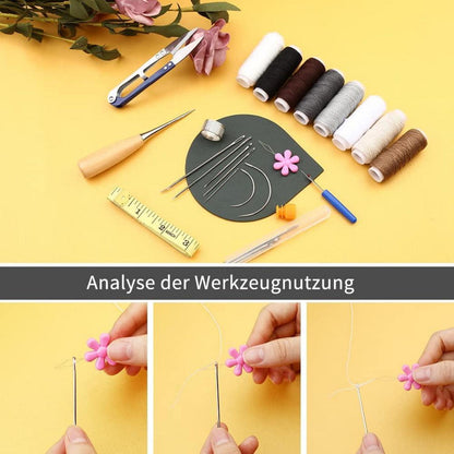 Leder-Nähset 29-teilig Nähgarn-Set Reparatur-Set Arbeitswerkzeuge für Lederarbeiten