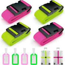 Koffergurte Verstellbare Kofferband mit Adressschild 4er Set Neonrosa