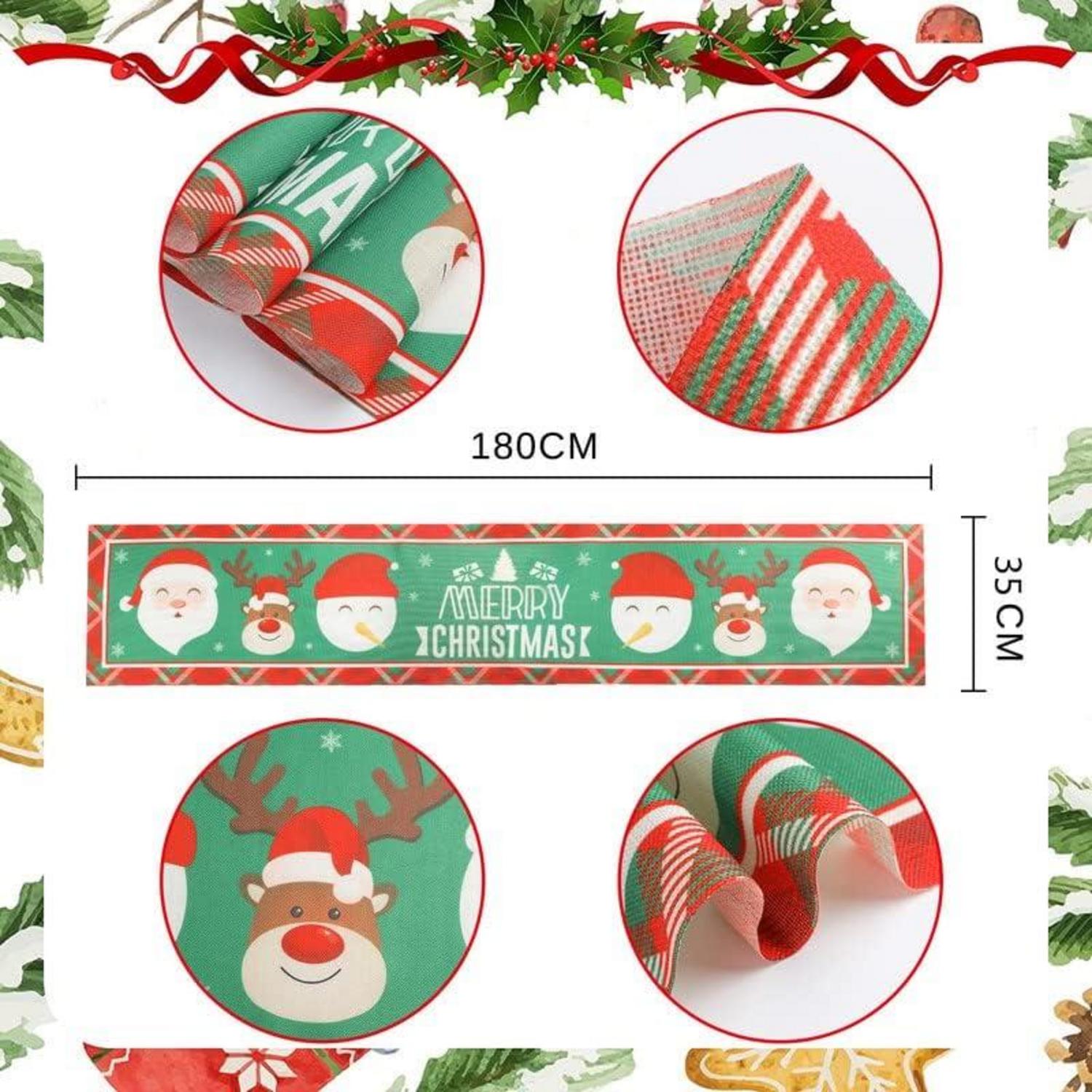 Weihnachten Tischläufer Grüner Schneemann Leinen