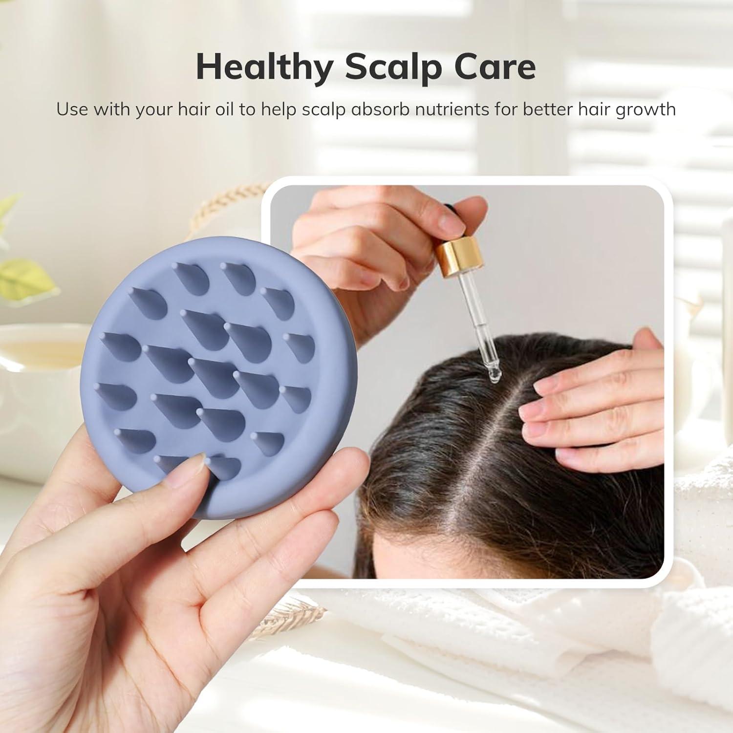 Silikon Kopfhaut Massagebürste Shampoo Bürste Peeling Kopfmassage Grau Blau