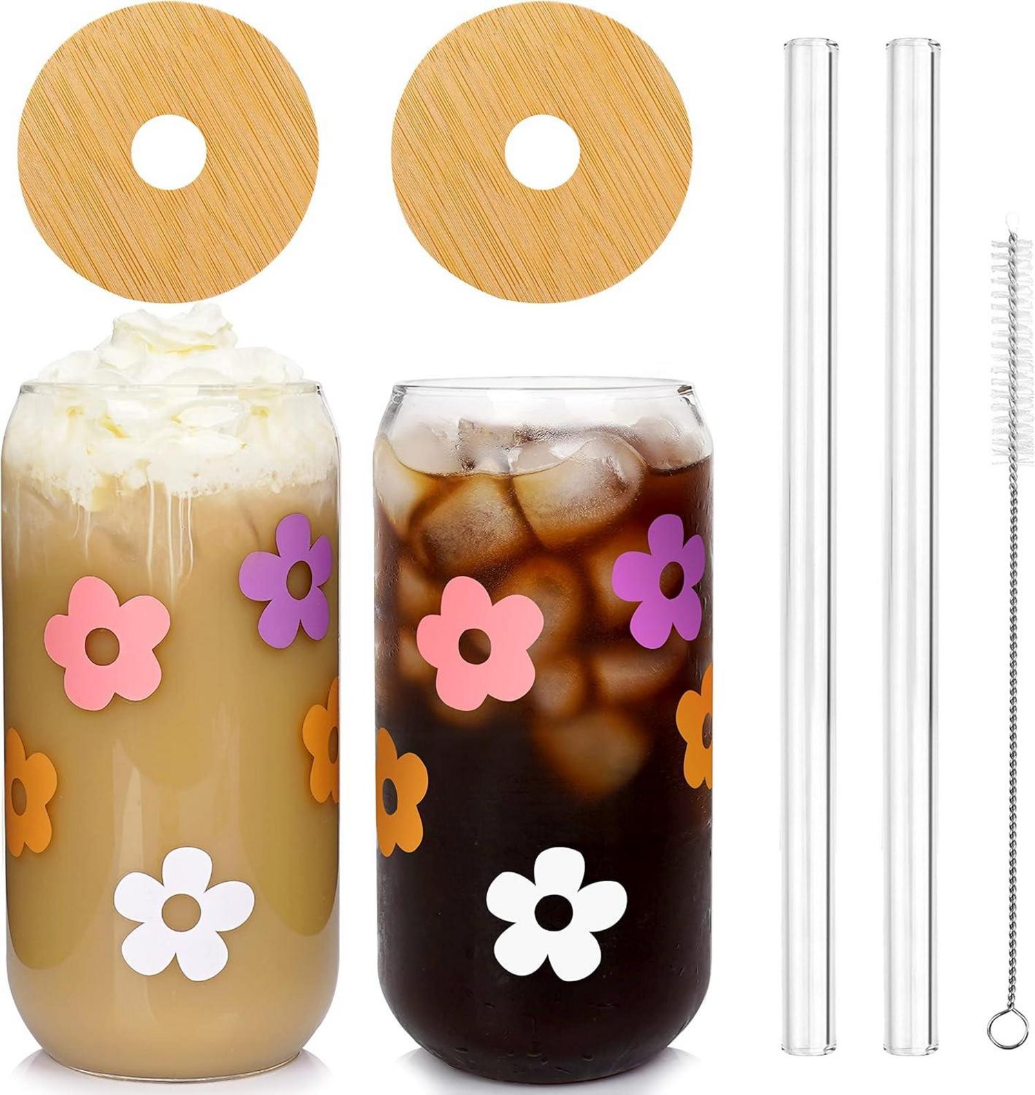 Bierdosenglas mit Deckel und Strohhalm 590ml 2er Set
