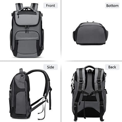 Herren Rucksack 15.6 Zoll Laptop Wasserdicht Grau – Tagesrucksack für Reisen & Schule