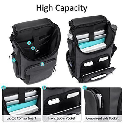 Herren Rucksack 15.6 Zoll Laptop Wasserdicht Grau – Tagesrucksack für Reisen & Schule