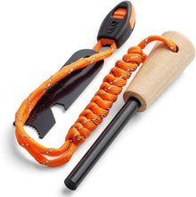 Feuerstahl Holzgriff Feuerstein Outdoor Survival Set Notfall Pfeife