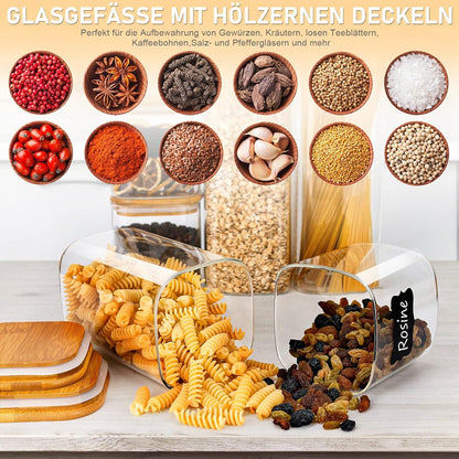 Vorratsgläser Glas Luftdicht Eckig Aufbewahrung Glasdosen Set