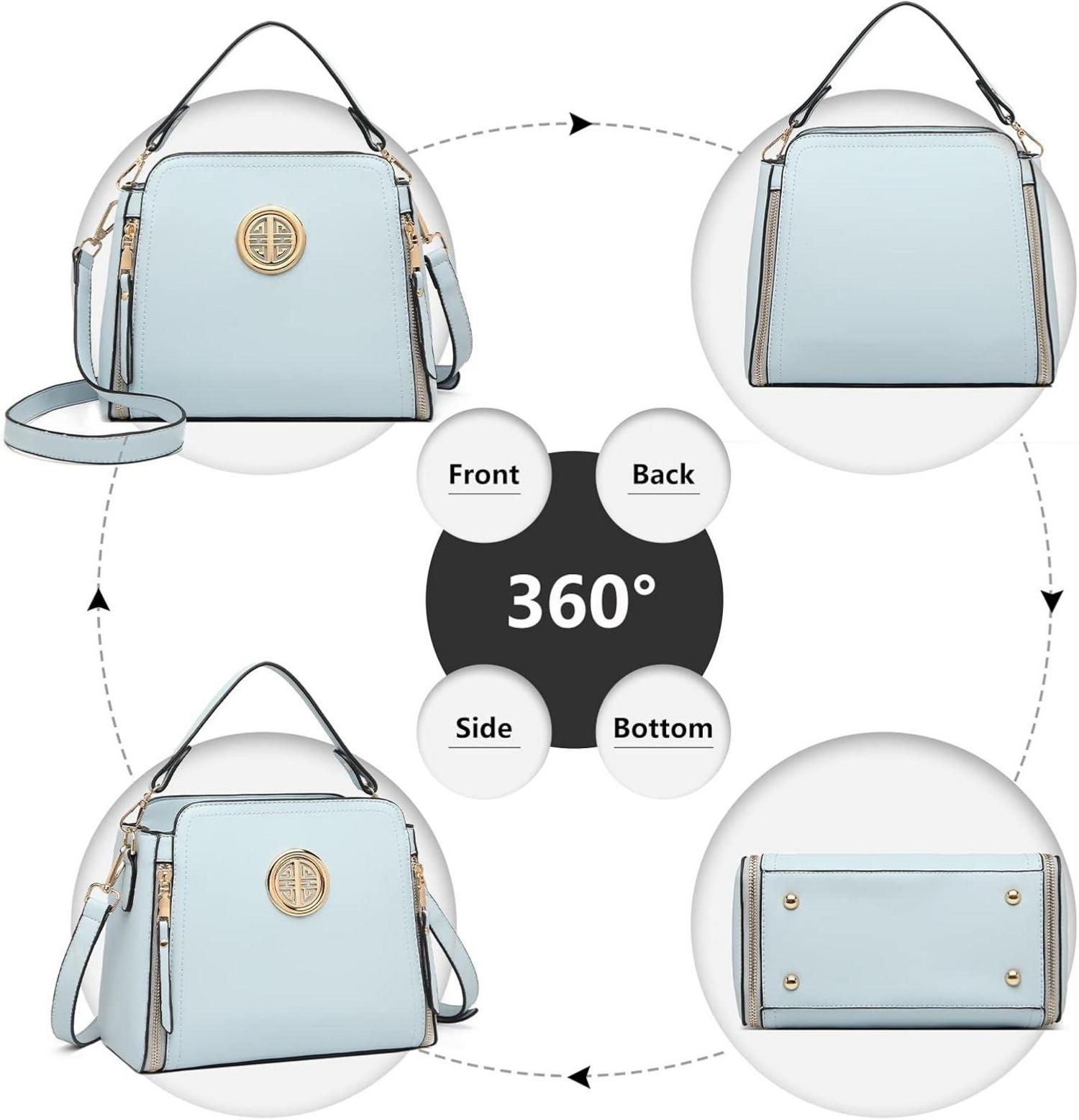 Miss Lulu Damen Umhängetasche Crossbody Handtasche PU Leder Blau