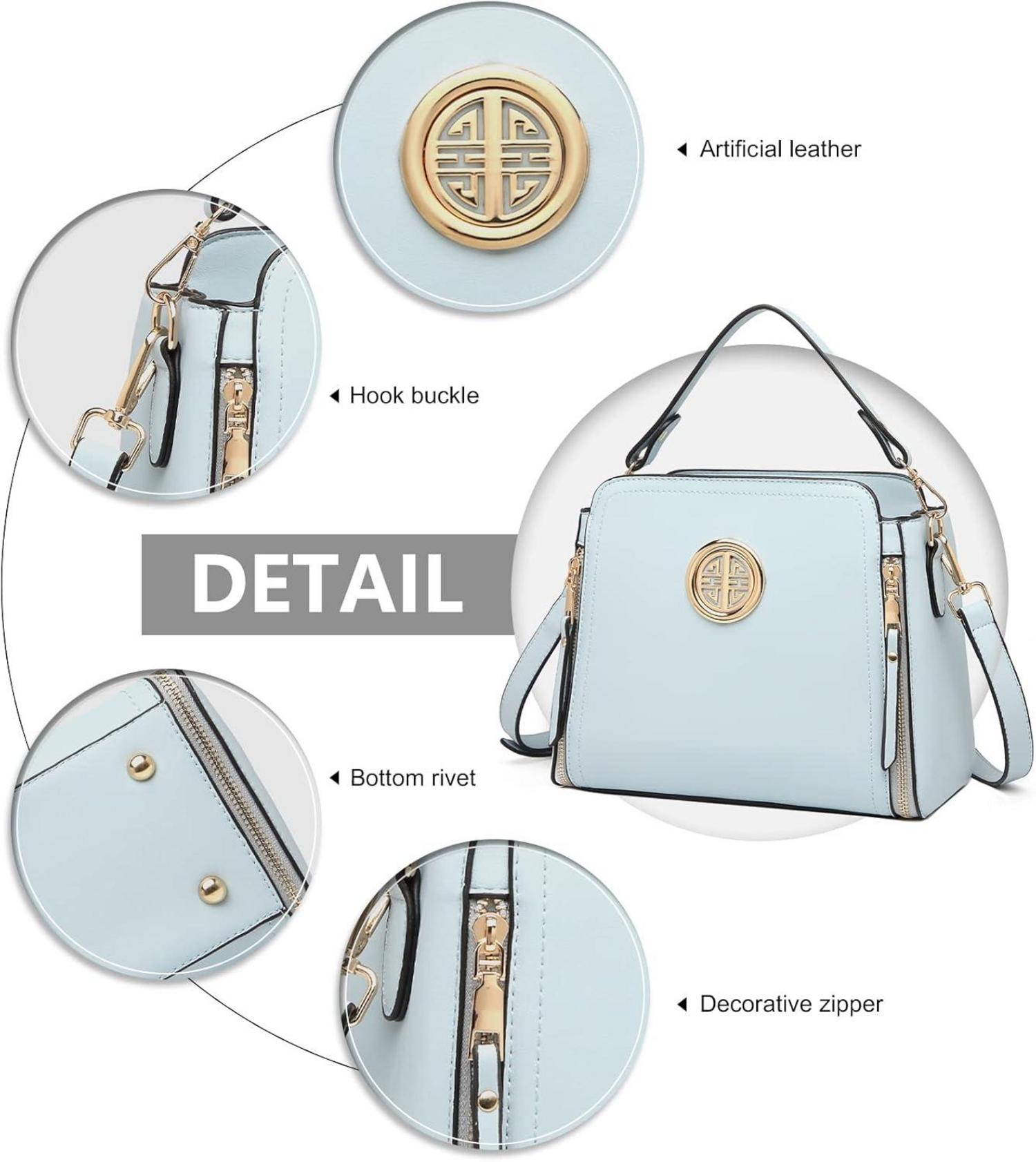 Damen Umhängetasche Schultertasche Handtasche Crossbody Blau PU Leder