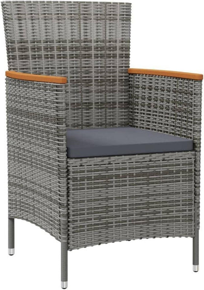 vidaXL Garten-Essgruppe Schwarz Grau Poly Rattan