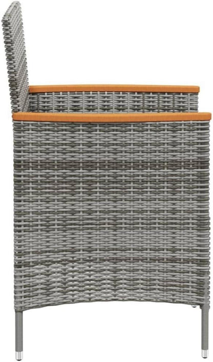 11-tlg. Garten-Essgruppe mit Kissen Poly Rattan Schwarz Grau