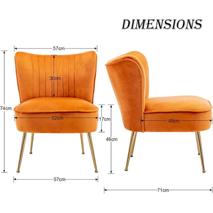 Samt Polsterstuhl mit Metallbeinen – Orange
