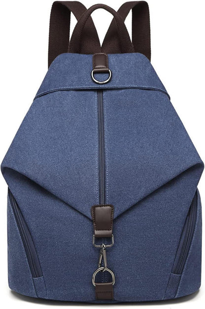 Rucksack Damen Canvas Daypack Vintage Umhängetasche Schule Reise Blau