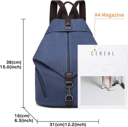 Canvas-Rucksack Daypack Damen Vintage Schultertasche Outdoor Reise