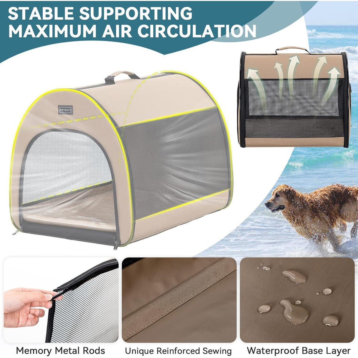 Faltbare Hundebox M – Atmungsaktiv & Tragbar mit Kissen