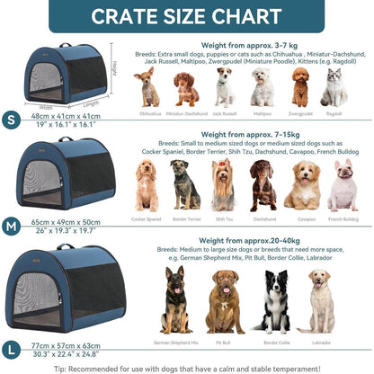 Faltbare Hundebox mit Kissen – Atmungsaktiv & Tragbar (Blau, M)