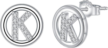 Initialen Ohrringe Silber 925 Alphabet Schmuck Mädchen Damen